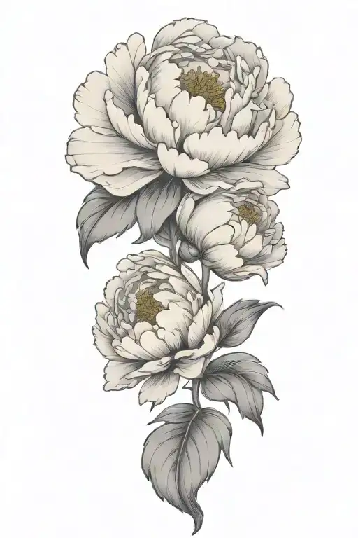 peony flowers tattoo design idea