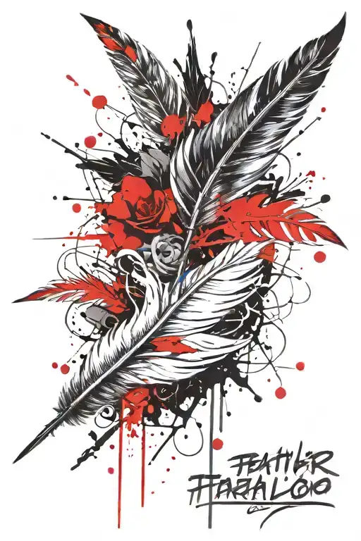 Feather pen writing tattoo design idea