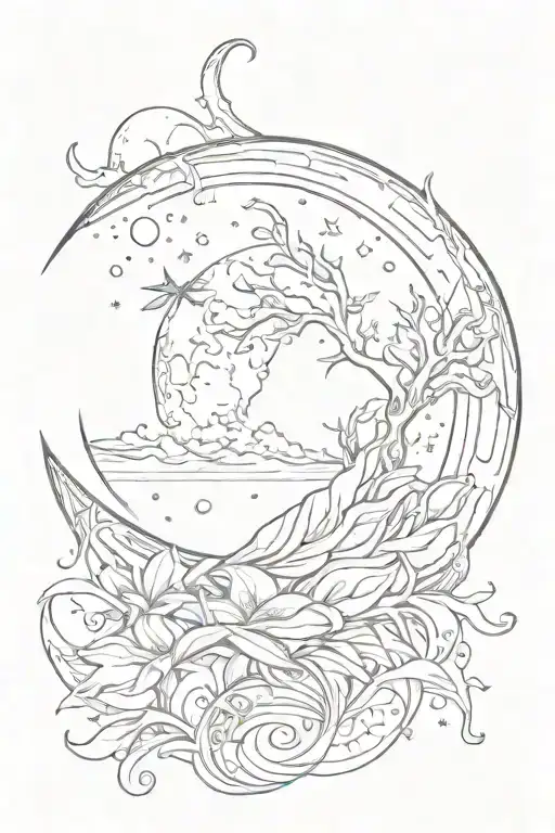 beautiful the moon tattoo design idea