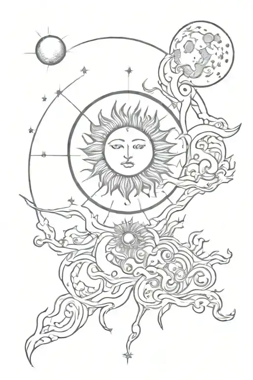 beautiful the moon and sun  tattoo design idea