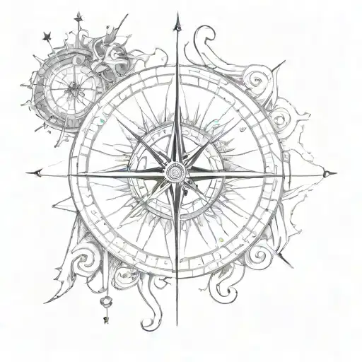 not all who wonder is lost compass surrounded tattoo design idea