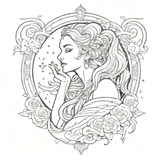 goddess of love you to the moon tattoo design idea