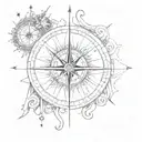 not all who wonder is lost compass surrounded tattoo design idea