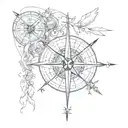not all who wonder is lost compass surrounded tattoo design idea
