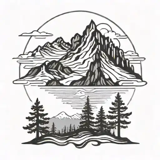 Combine the word Esperanza with a silhouette of a father and three mountain peaks tattoo design idea