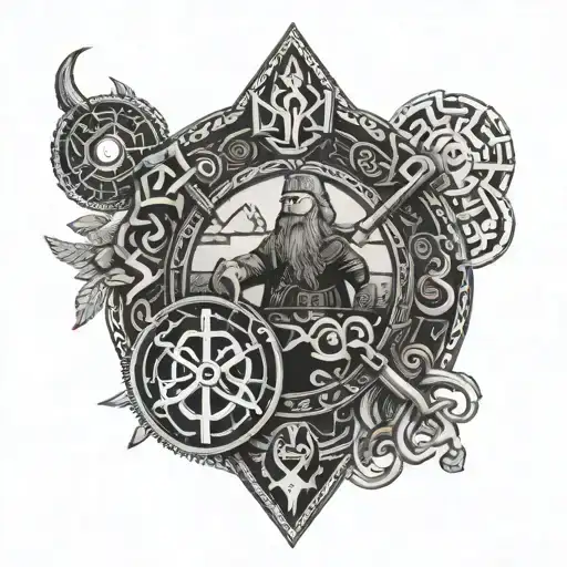 nordico viking + Vegvísir cycling nomad venturer traveling tattoo design idea