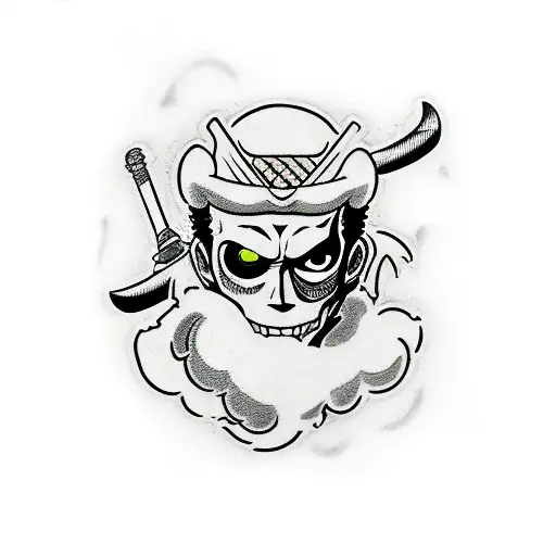 Roronoa Zoro 3 espadas caveira  tattoo design idea