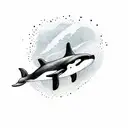 orca whale in water with duck flying above tattoo design idea