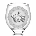 A stylized bourbon glass with the Arkansas razorbacks logo etched into the glass tattoo design idea