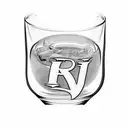 A stylized bourbon glass with the Arkansas razorbacks logo etched into the glass tattoo design idea