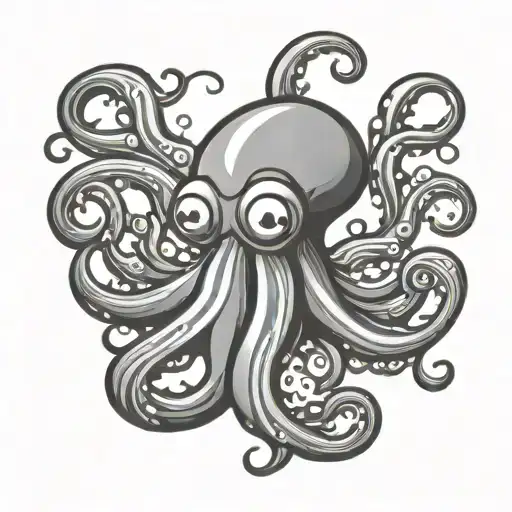 squid cartoon version tattoo design idea