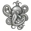 squid cartoon version tattoo design idea