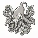 squid cartoon version tattoo design idea