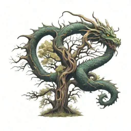 Dragon and Tree tattoo design idea