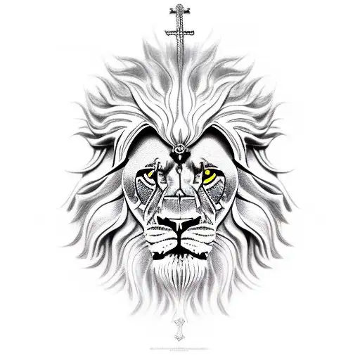 religious lion tattoo design idea