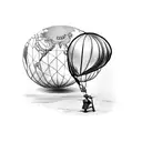 schoolboy with a globe balloon tattoo design idea