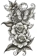 flower and names incorporated tattoo design idea