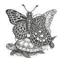 butterfly and turtle in a symbiotic relationship  tattoo design idea