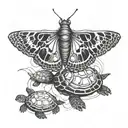 butterfly and turtle in a symbiotic relationship  tattoo design idea