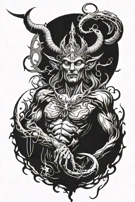 religious tattoo featuring demons coming tattoo design idea