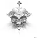 cross with only god can judge me tattoo design idea