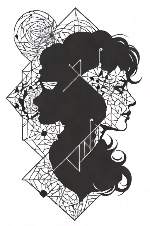 migraine half brain woman tattoo design idea