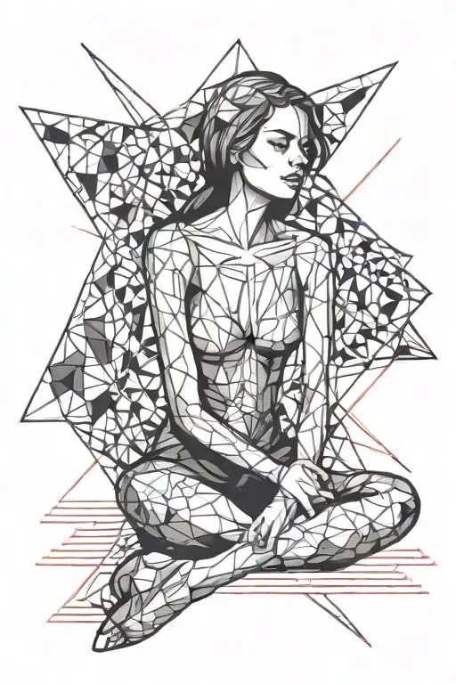 migraine stroke woman sitting tattoo design idea