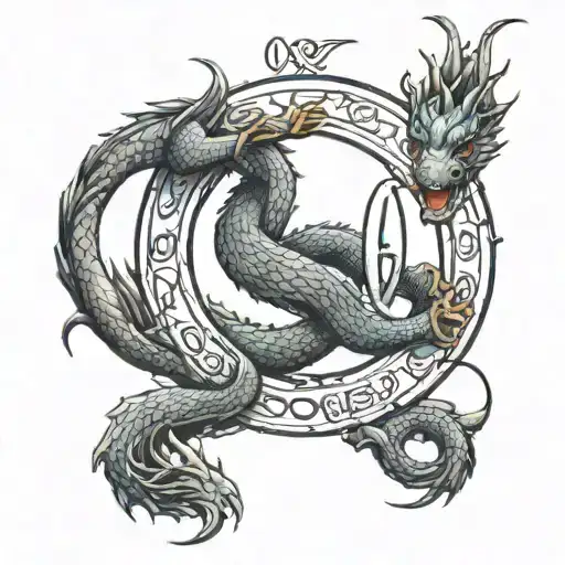 ouroboros dragon integrating the numbers 0808 into the design tattoo design idea