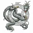 ouroboros dragon integrating the numbers 0808 into the design tattoo design idea