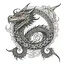 ouroboros dragon integrating the numbers 0808 into the design tattoo design idea