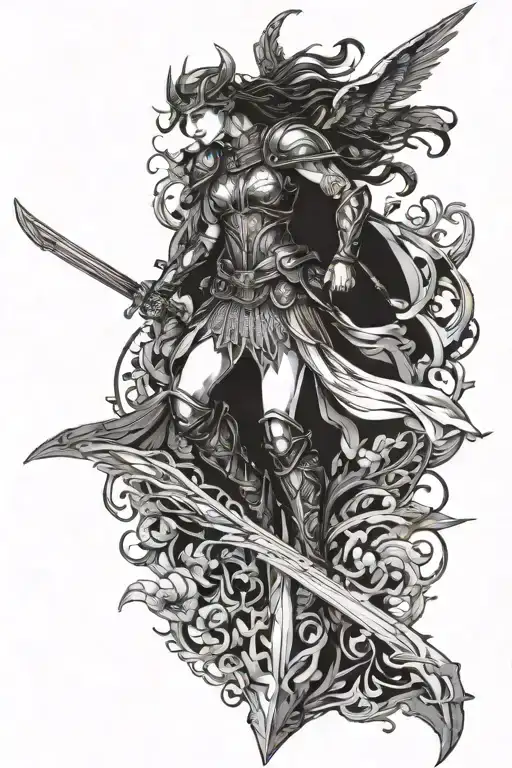 valkyrie battle scene tattoo design idea