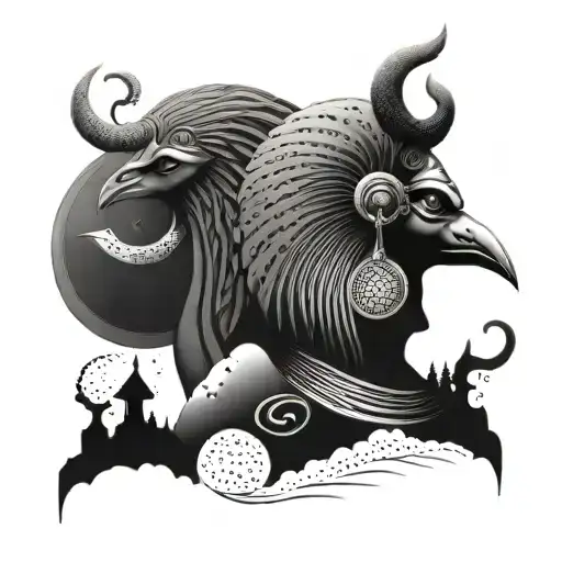 Anúbis e horus relógio dividido tattoo design idea