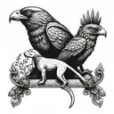 Anúbis e horus águia e cachorro relógio da vida tattoo design idea