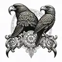 Anúbis e horus águia e cachorro relógio da vida tattoo design idea