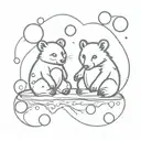 possum and bear surrounded by bubbles rising tattoo design idea