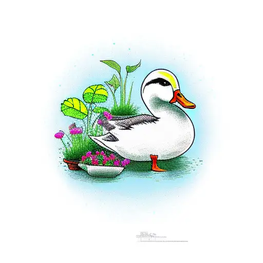 duck and plants tattoo design idea