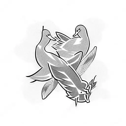 ducks plants and volleyball tattoo design idea