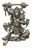 monkey king with grave stones in the back ground tattoo design idea