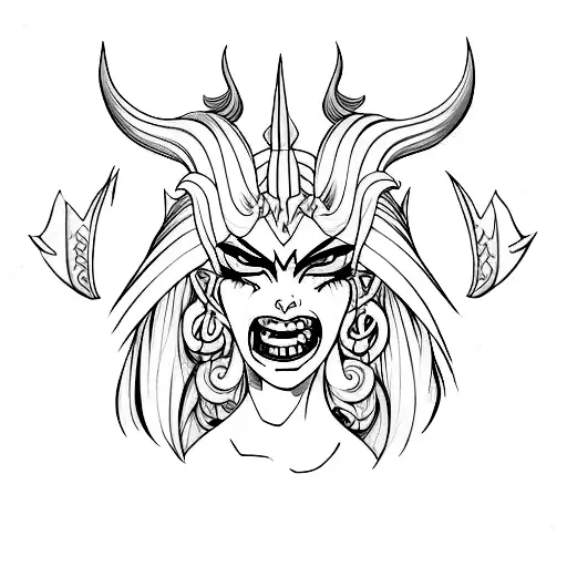 female demon  tattoo design idea