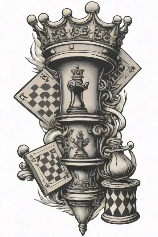 Royal Flush and Chess king tattoo design idea