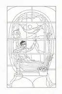 Surrealistic art, fine line, window, scuba diving, pottery, simple, modern, weird  tattoo design idea