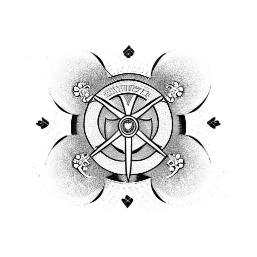 A blackwork tattoo of a motorbike with a skull and crossbones on the front tattoo design idea