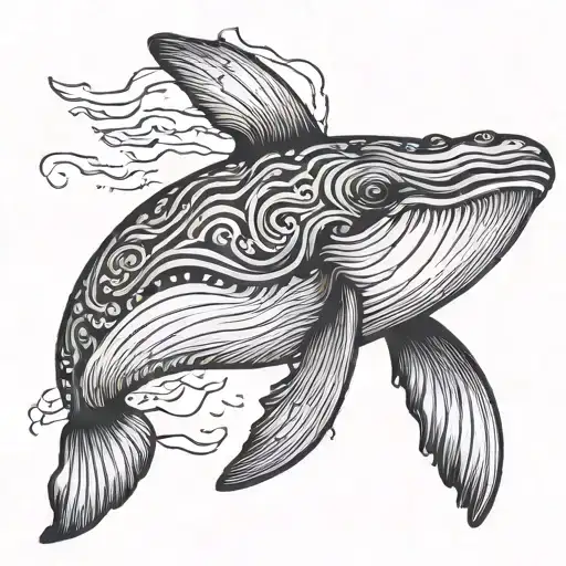 I would like a humpback whale tattoo in black and gray tattoo design idea
