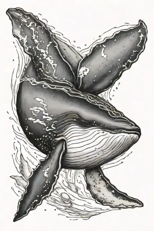 I would like a humpback whale tattoo in black and gray tattoo design idea