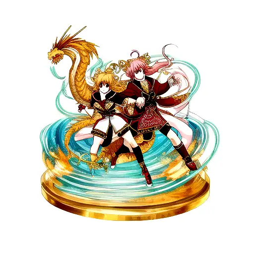 twin golden dragon tattoo design idea