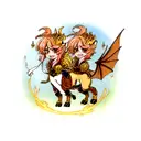 twin golden dragon tattoo design idea