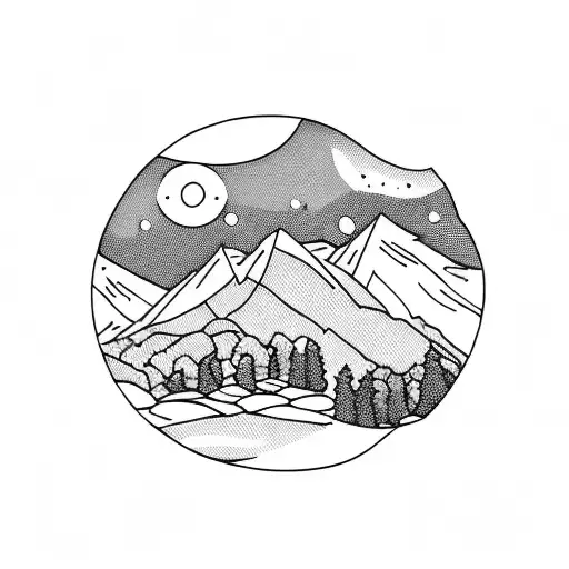 Mountain Scene with snow tattoo design idea