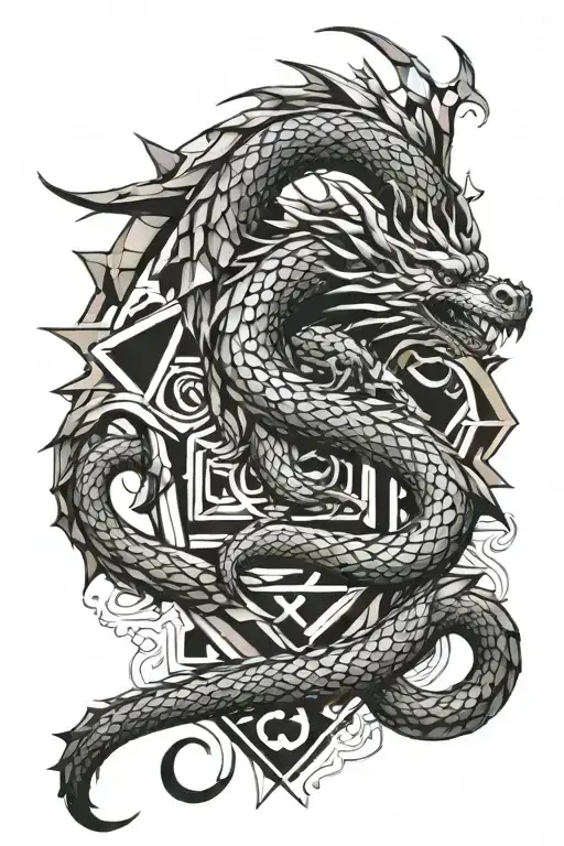 geometric dragon tattoo design idea