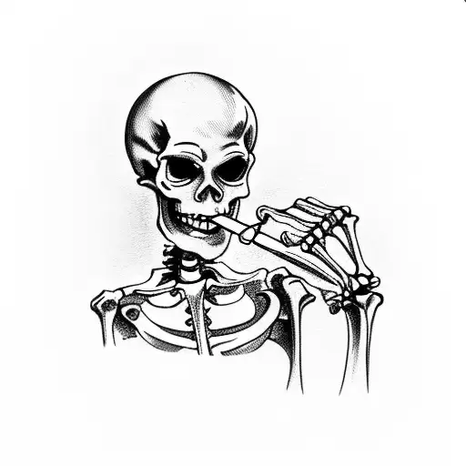 skeleton with crew chief helment smoking a cigar tattoo design idea