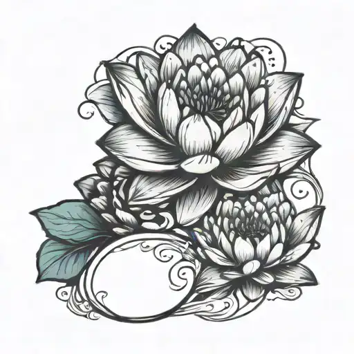 water lilly and twin miscarriage pregnancy loss tattoo design idea